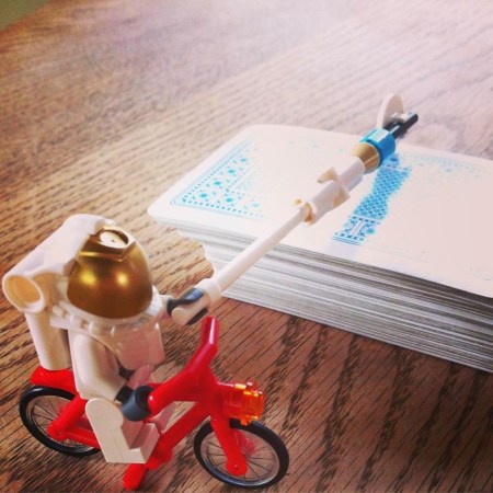 astronaut and cards