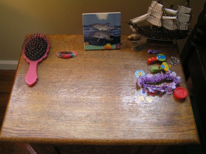 Luna’s side table.