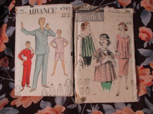 Advance pajama pattern and Butterick maternity pattern