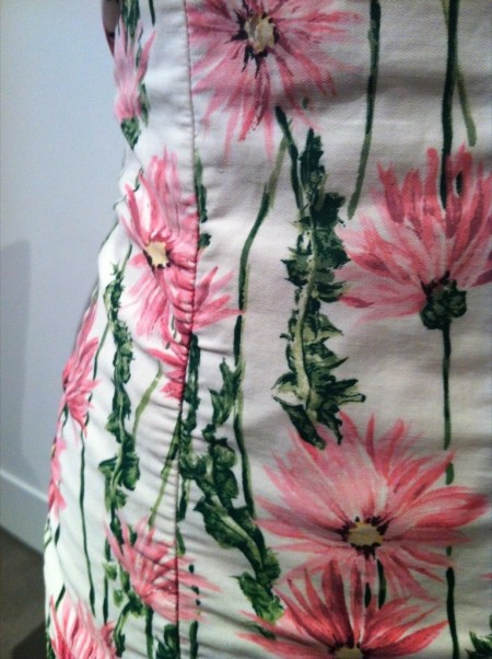 At the beach pink 50s swimsuit