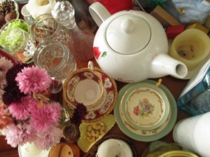 Luna's party table with tea and cups