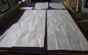 Butterick 9491 pattern layout fabric long