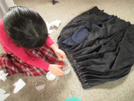 Luna helping with butterick skirt