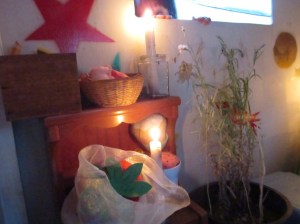 Luna's party candles in the play house