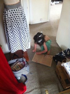 Blake reading while I sew