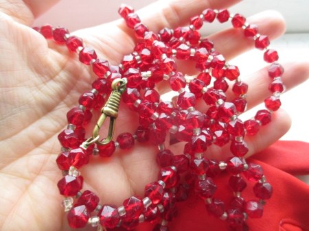 red vintage glass necklace
