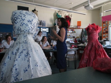 Artsit Visit Rangitoto College students and garments