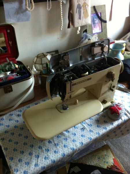 Blake wants to oil the sewing machine