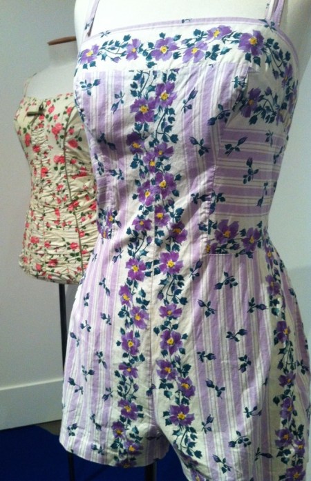 At the beach purple 50s swimsuit detail