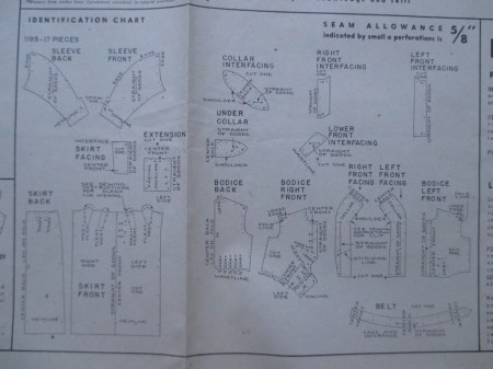 Vogue 1195 Patou pattern pieces illustration