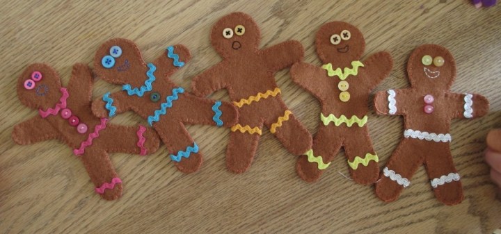 Sewing gingerbread people