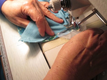 sewing in gusset with organza