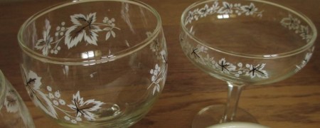 vintage glassware leave design detail