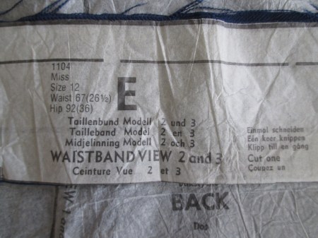 Blue Grabadine skirt waistband pattern