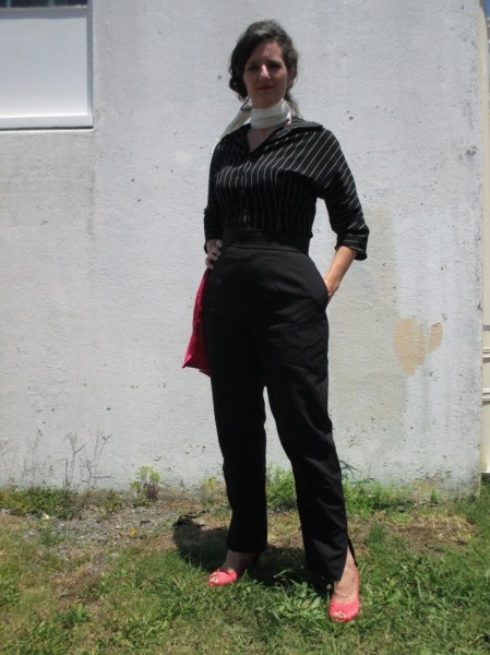 Butterick 7731 shirt in stripes with pants