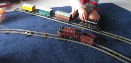 Vintage Hornby train on tracks again
