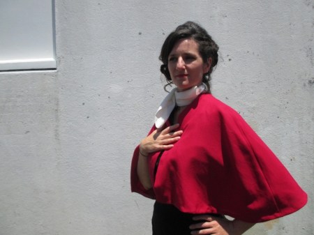 Butterick 6039 cape red crepe