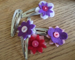 felt flower hair clips