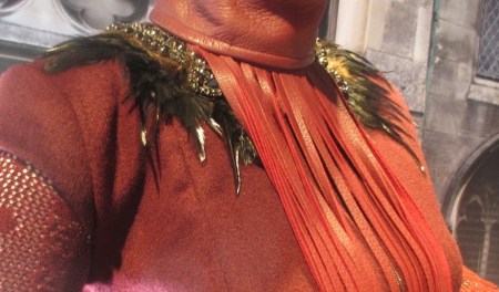 A Darker Eden Mild Red detail red leather and wool