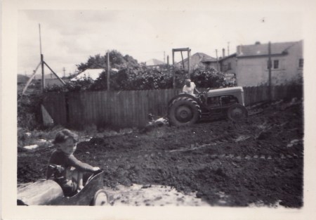 Robt and Robbie tracktoring the section