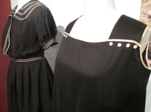 At the beach women bathing dresses