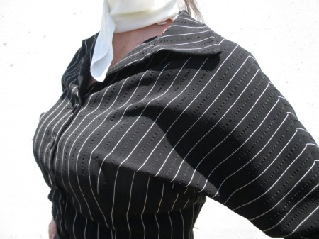 Butterick 7731 shirt in stripes side